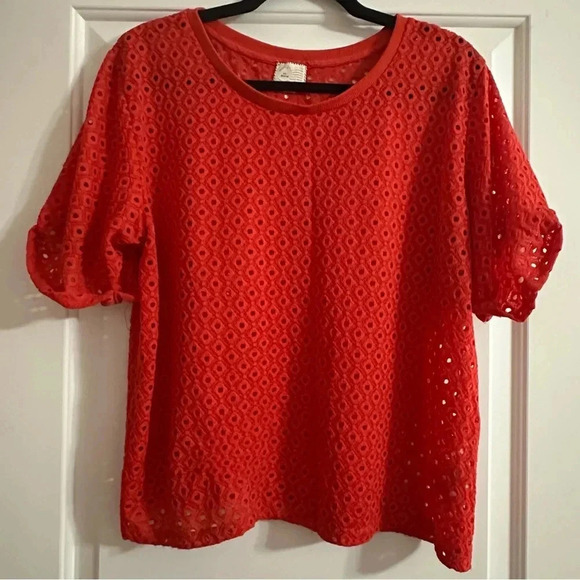 Anthropologie Postmark M Red Chantal
Eyelet Top Black Short Sleeve Top - Picture 1 of 14